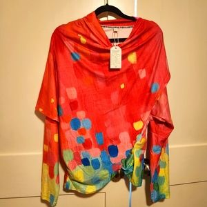 Multicolored long sleeve Boho scarf top - $30.00